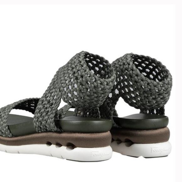 NEW SALVATORE FERRAGAMO Green Edam Braided Sandals - Picture 4 of 9